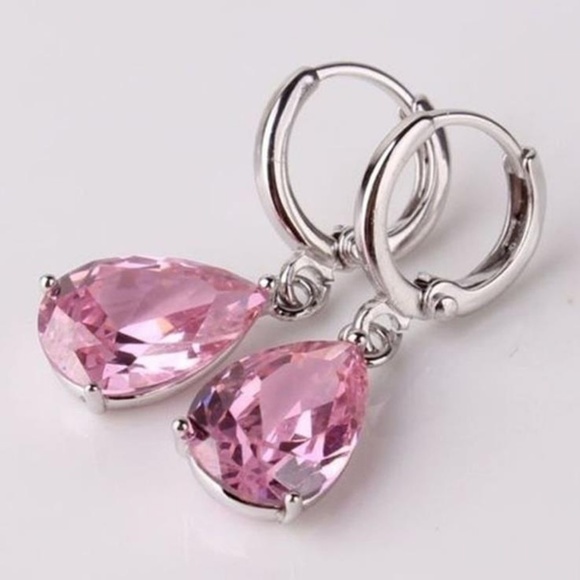 NEW sterling silver pink crystal earrings - Picture 2 of 3